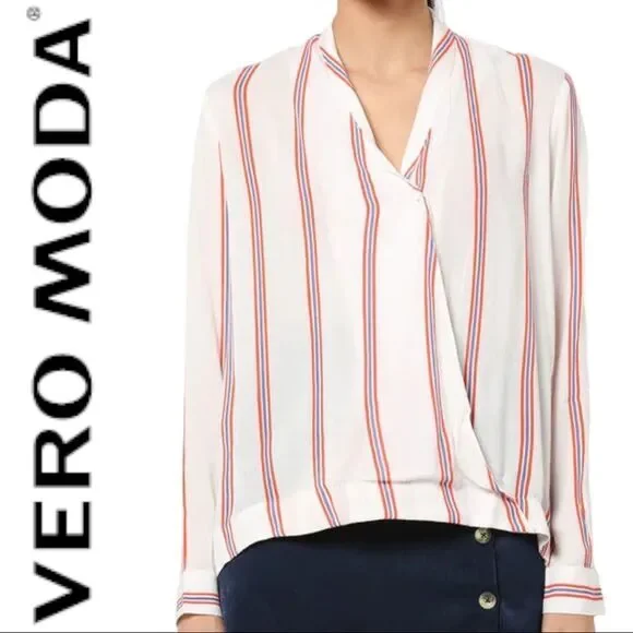 Vero Moda StripedHanna Shirt or Blouse Red White & Blue Size Large New With Tag  - Picture 11 of 11